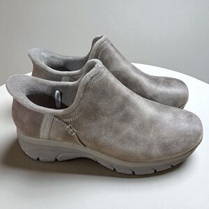 Skechers Slip-ins Shoes Women’s Size 6.5W Taupe Suede-Look Comfort Memory Foam